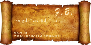 Forgács Béla névjegykártya